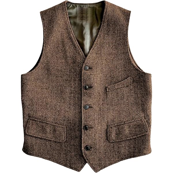 HGKPFGTF Men's Western Cowboy Vest Casual Vintage Leather